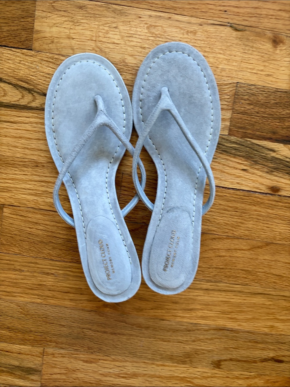 Women's Light Gray Suede Thong Sandals